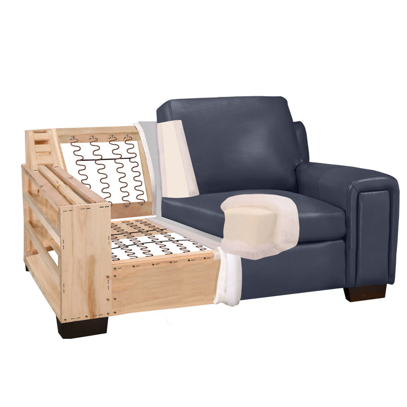 Causeuse Edgmon, Cuir bleu marine