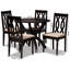 Ensemble de salle à manger 5 pièces Malcolm en tissu sable et bois brun foncé, H 38,6 po x l 17,9 po x P 19,3 po-712781687-712781686