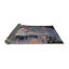 Tapis bleu / noir / gris à motif abstrait Bruceville-513802447