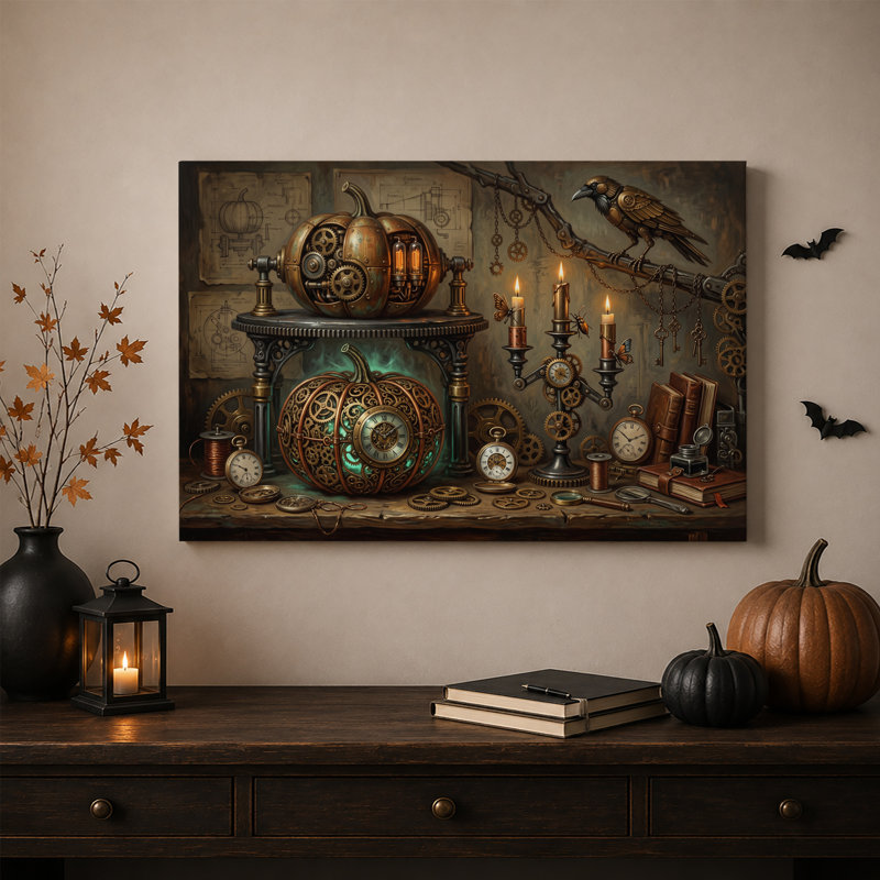 Art mural sur toile d'Halloween Steampunk, H 20 po x l 30 po