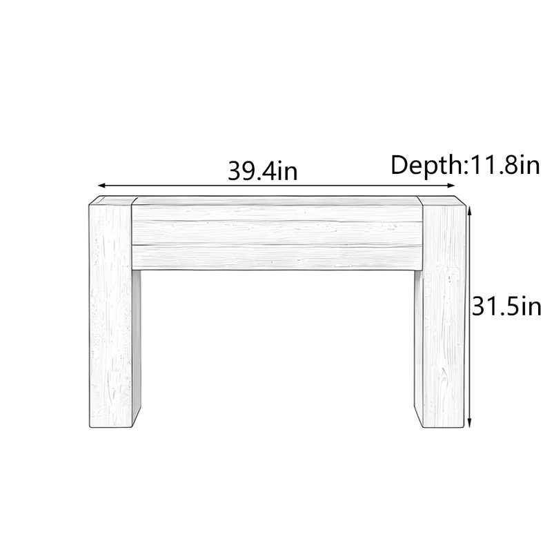 Console Wabi-Sabi, Noir, H 31,5 po x l 39,4 po x P 11,8 po