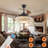 48" Contemporary Crystal LED Retractable Ceiling Fan With Light And Remote Control, 6-Speed Quiet Reversible DC Motor,4 Blades Modern Ceiling Fans For Kitchen Bedroom Dining Room Patio