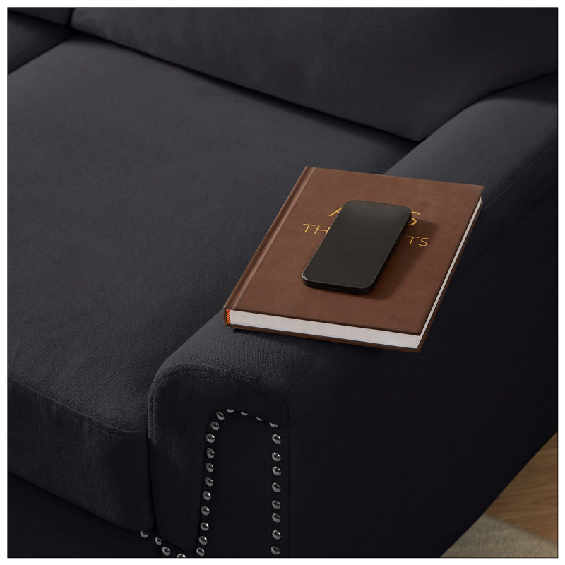 Canapé moderne à 3 places en tissu Snowfleece, confortable et élégant pour divers espaces de vie, Noir