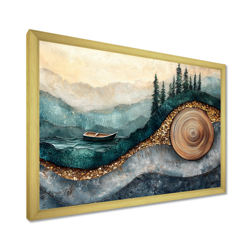 Émeraude et rivière de cristal dans la forêt III - forêt, art mural, H 30 po x l 40 po, Doré