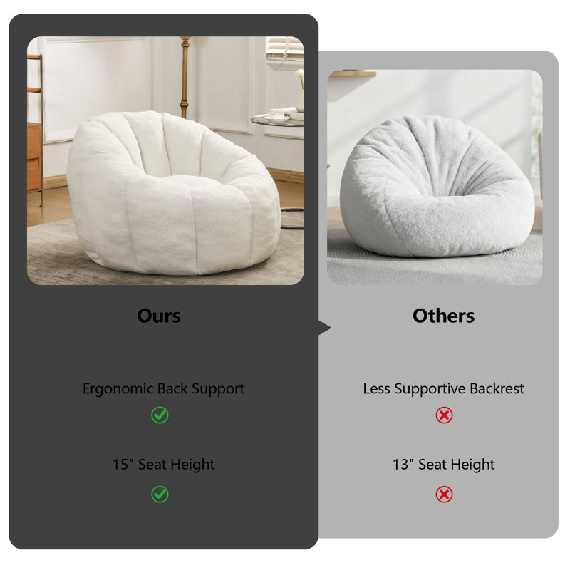 Teddy Bean Bag Chair, White