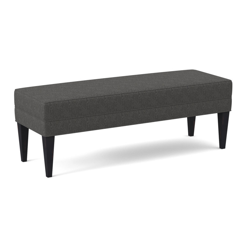 Livery Upholstered Bench, Vintage Ebony, White Caps Fog