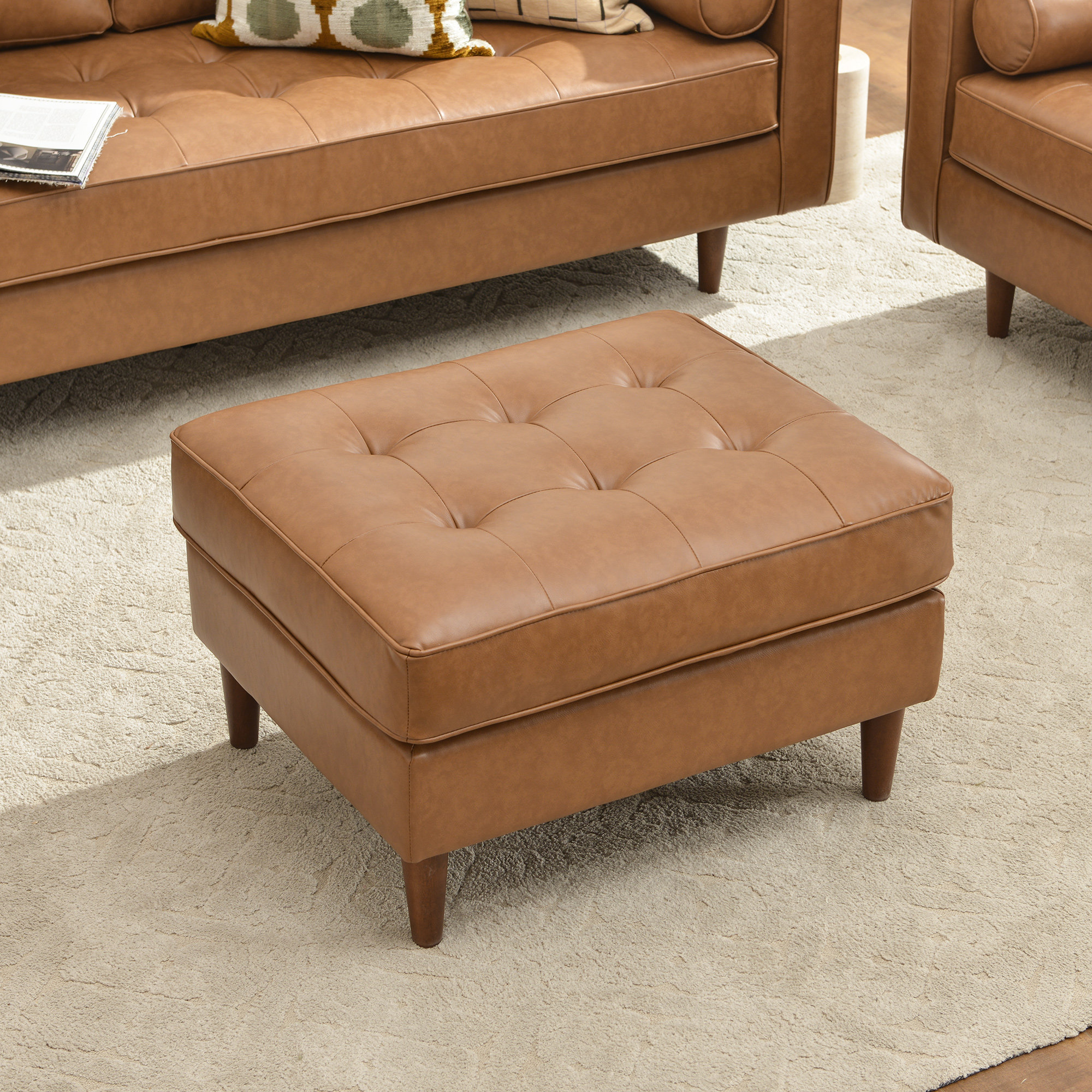 Geo 30" Vegan Leather Ottoman
