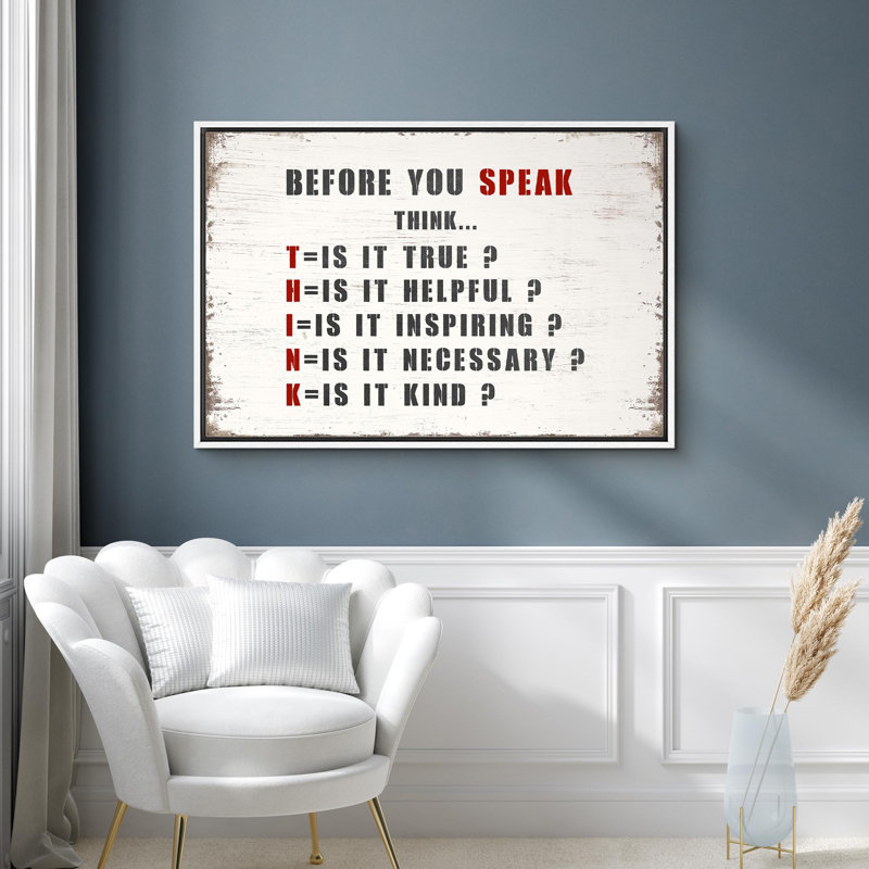 " Think Acronym ", 24" H x 36" W x 1.5" D, White