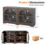 Buffet de 55 po de style rustique avec portes en verre arquées, buffet moderne avec rangement et tablettes réglables, pour la cuisine, le salon et le vestibule-1635706719
