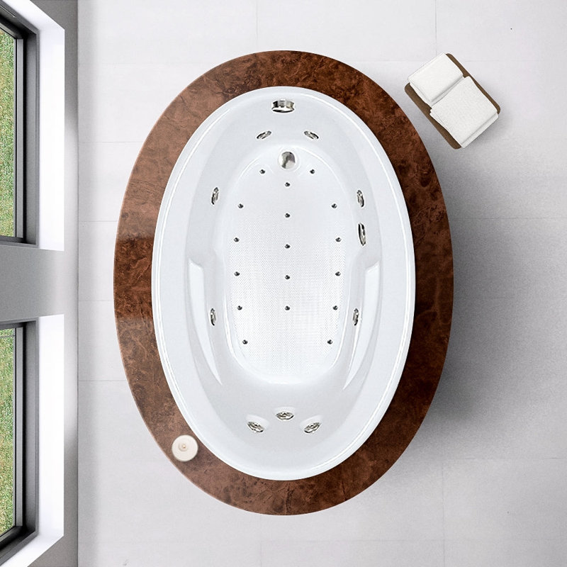 Baignoire encastrée en acrylique avec drain réversible blanc L 60 po x l 42 po