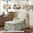 Upholstered Skirted Swivel Accent Arm Chair With Storage Ottoman-1259702972