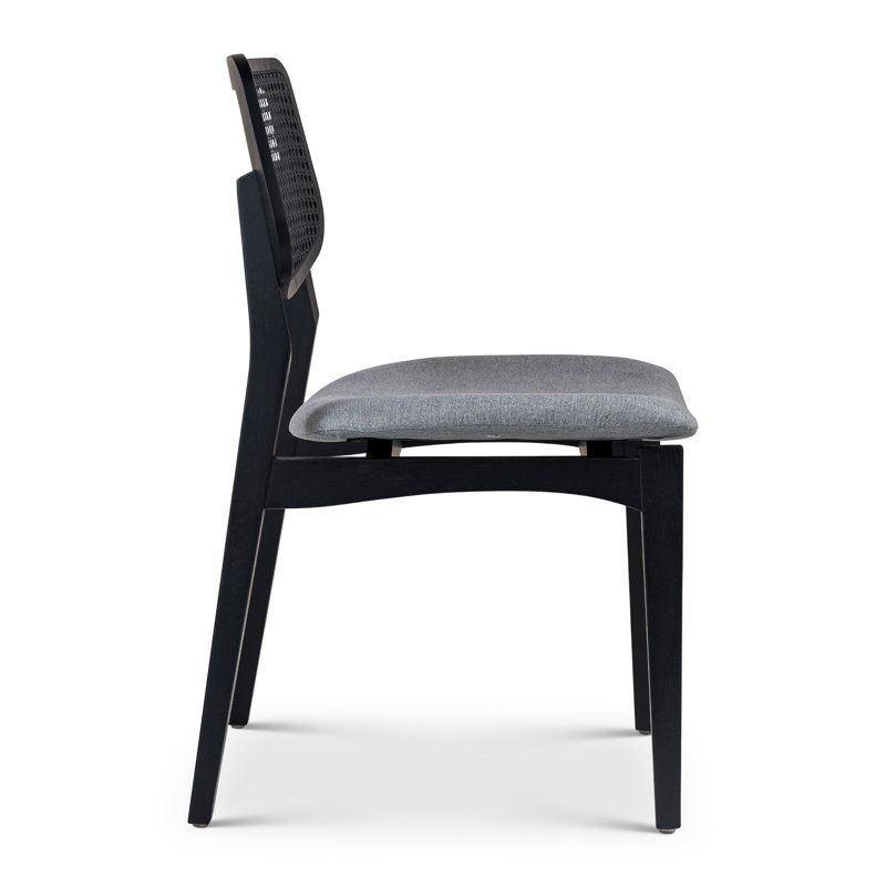 Modern Brazilian Beth Cane Side Chair, Essence Gray/Ebano Frame
