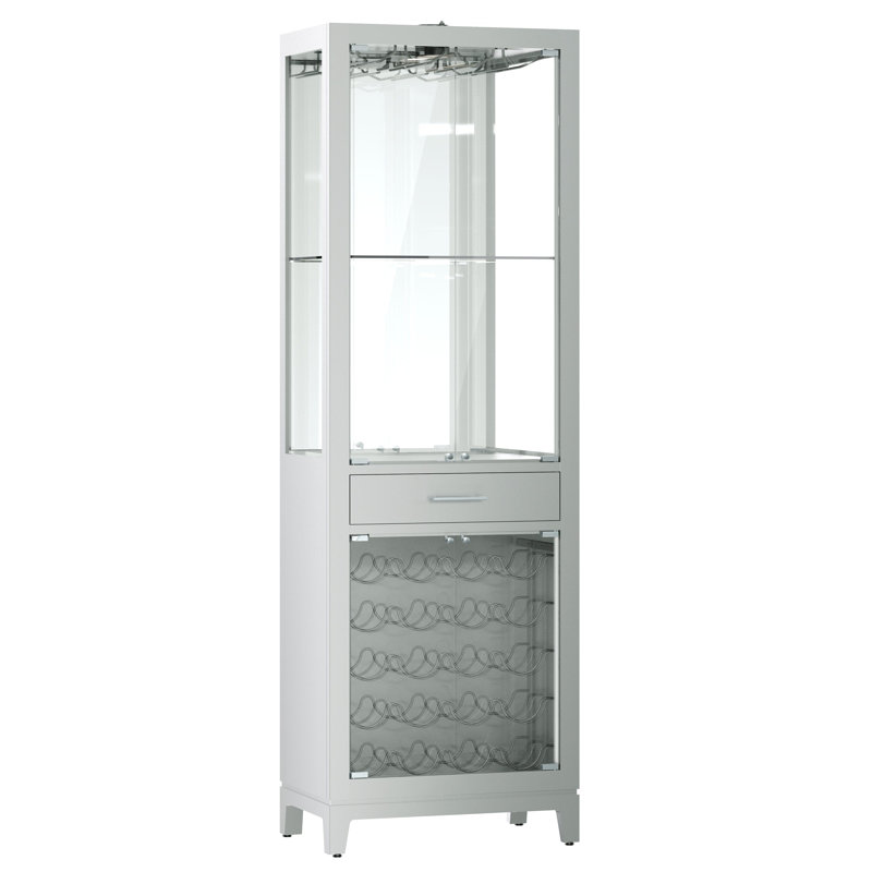 Samson Solid Wood Bar Cabinet, Silver