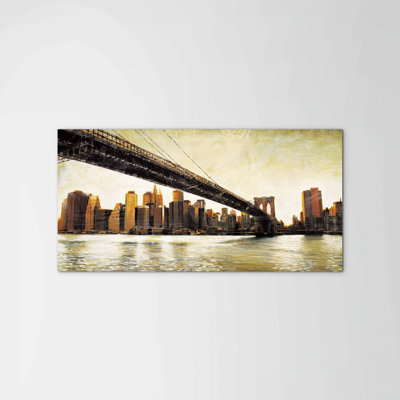 Brooklyn Bridge Jade by Art Studio 50cm H x 100cm W High Quality Print on Frameless Panel, Lightweight, Ready to Hang