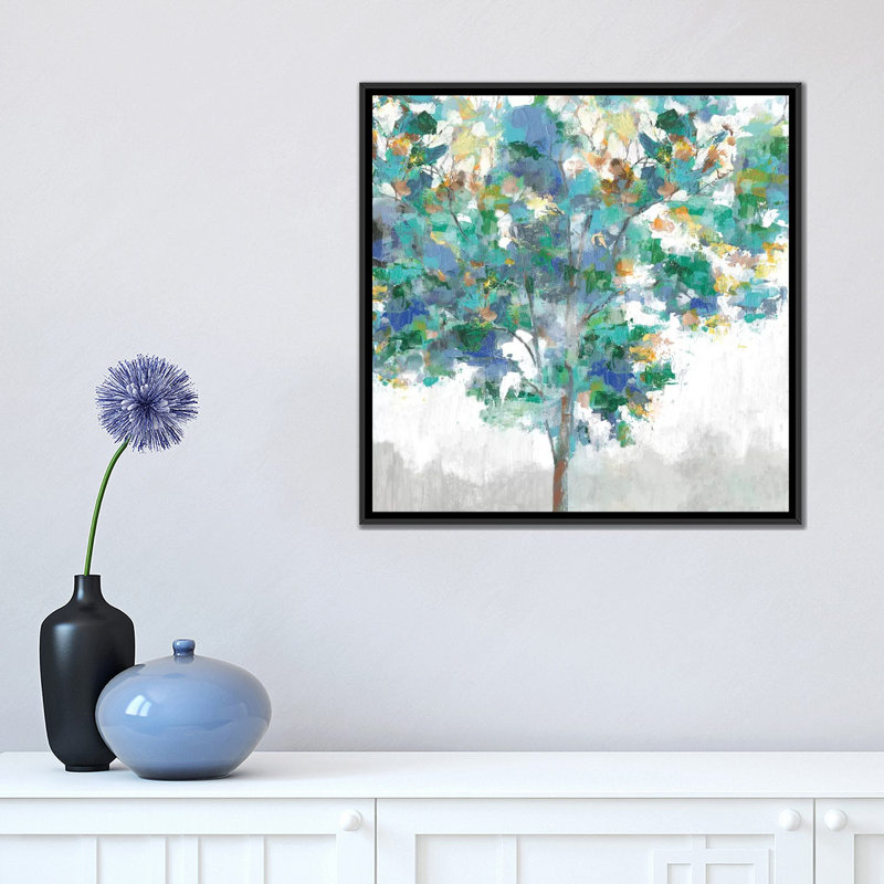 « escalade blue », impression sur toile, Toile avec cadre noir, H 18 po x l 18 po x P 1,5 po, Pas de tapis