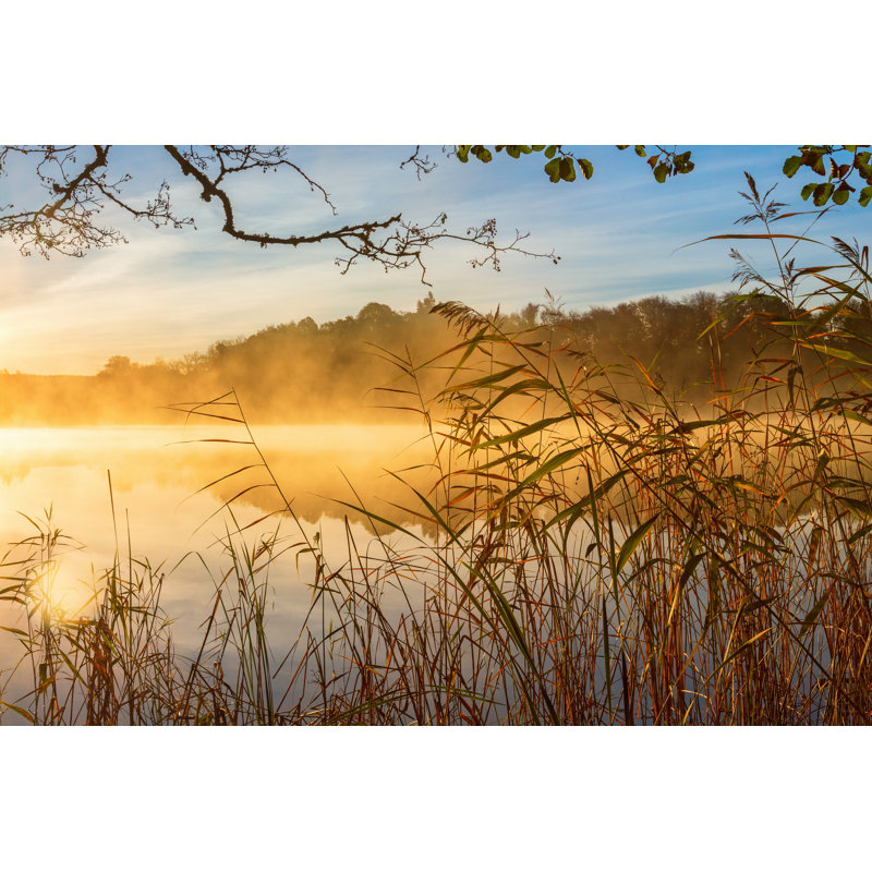 Lake At Sunrise by TT - Wrapped Canvas Print, 30cm H x 46cm W