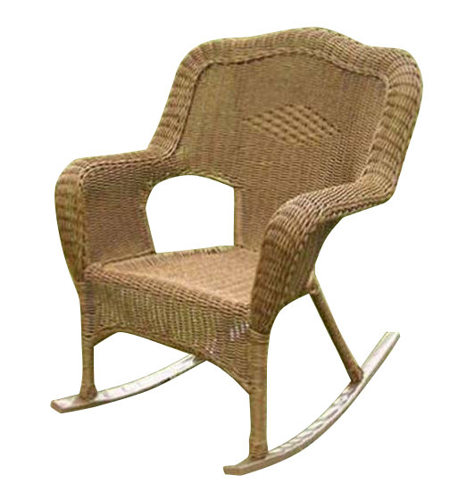 Chaise berçante de patio en résine Hishen, Moka