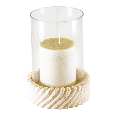 Tall Sandy Textured Hurricane Glass Candle Holder