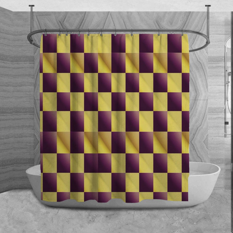 Rideau de douche à carreaux Mahdiyyah, H 73 po x l 70 po