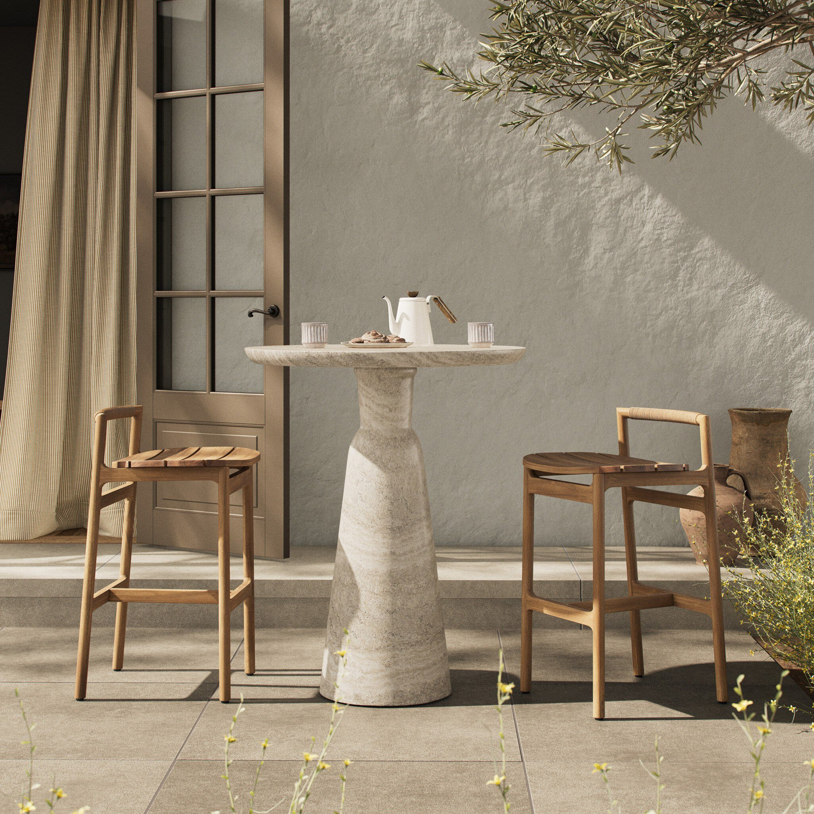 Marsh Outdoor Bar Table-Textured Sandy Grey-Bar, 42" H x 34" W x 34" D