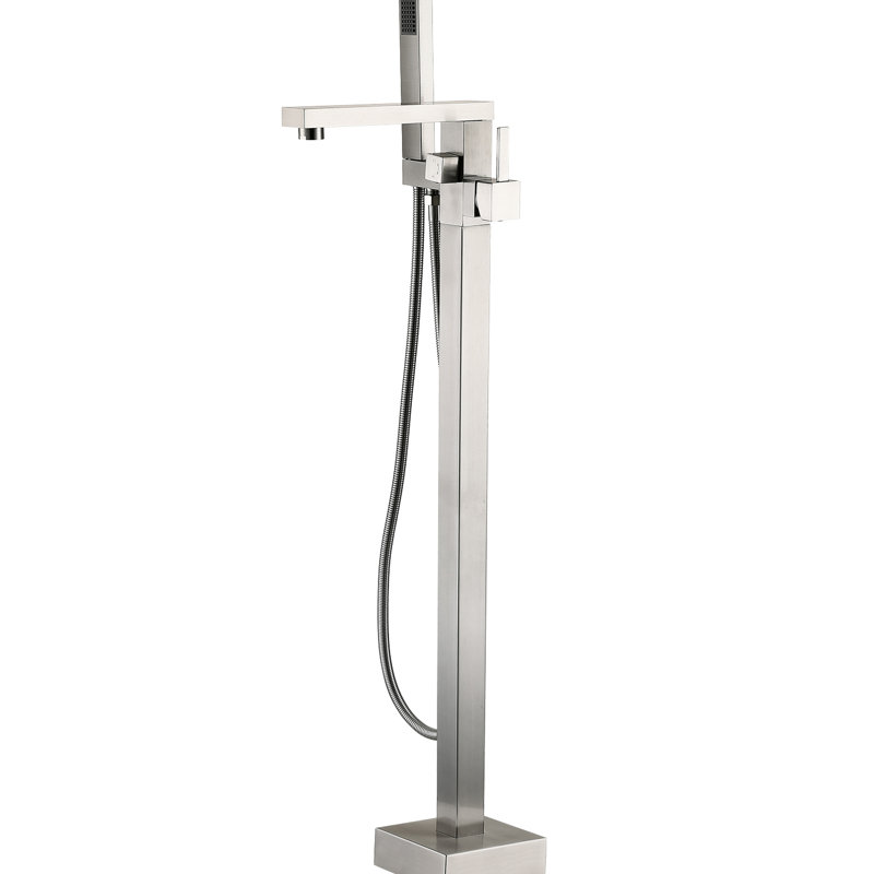 Robinet de baignoire autoportant en métal avec douche à main - Design moderne, largeur de 4 po, profondeur de salle de bain 37,11