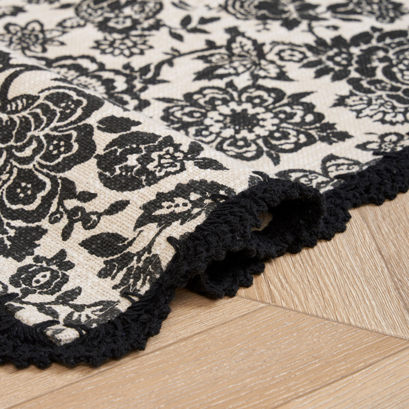 Laura Ashley Trailing Laurissa Floral Machine Washable Cotton Slub Rugs, Rectangle 2'2" x 3'9"