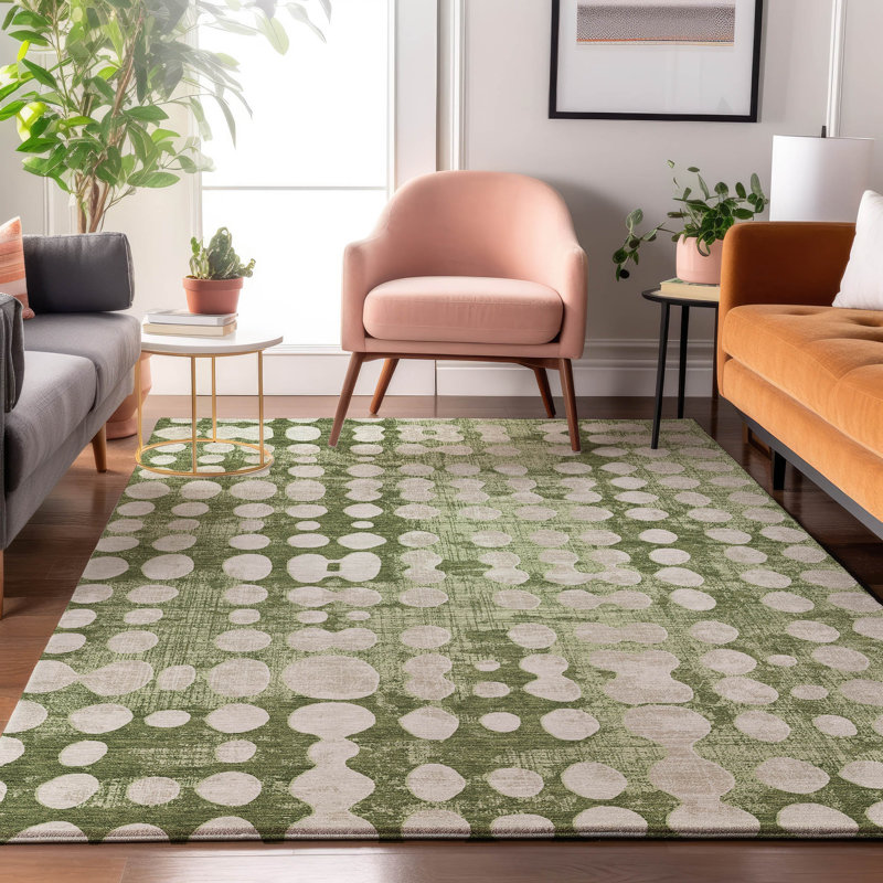 Premium Machine Washable Prisco Aloe Rug, Rectangle 9' x 12'