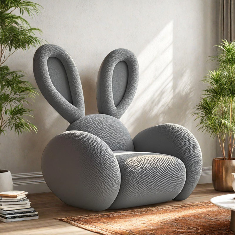 Modern Minimalist Rabbit-shaped Sofa Chair, Gris