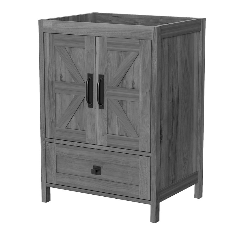 24 Inch Wood Bathroom Vanity Cabinet, Grey 2402, Gray, 33.5" H x 24" W x 18.1" D