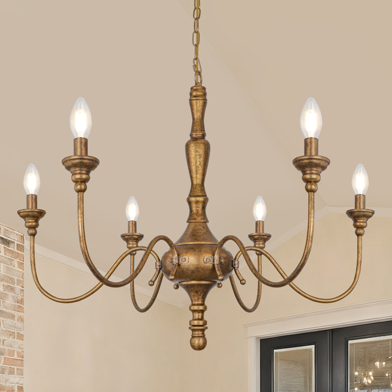 Josuel 6 - Light Dimmable Classic / Traditional Chandelier, Antique Brass