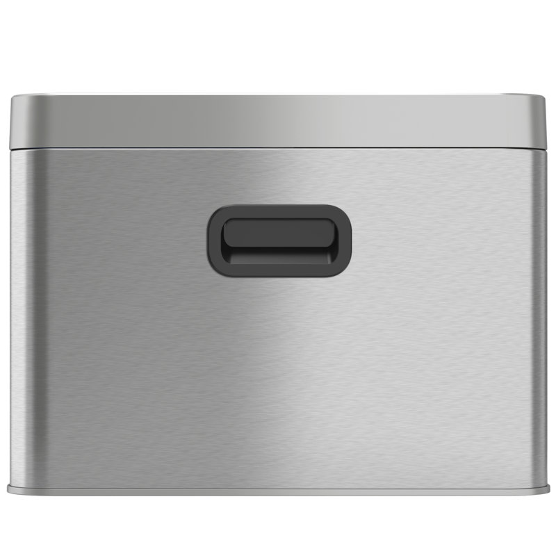 Brushed Silver Stainless Steel Dual Compartment Trash and Recycle Bin