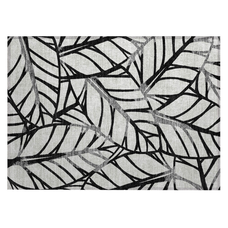 Neysa Washable Floral Indoor / Outdoor Rug, Rectangle 1'8" x 2'6"