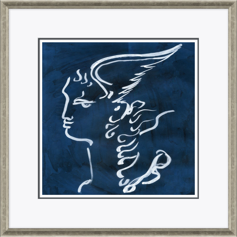 «Blue Mercury» par David Phoenix - impression, Papier avec cadre argenté, Blanc, H 21,75 po x l 21,75 po