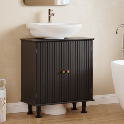 2-Doors Bathroom Under Sink Cabinet With Removable Shelf and Height-Adjustable Legs