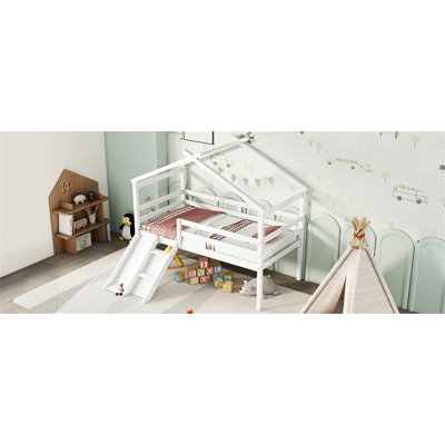 Low Loft House Bed with Slide