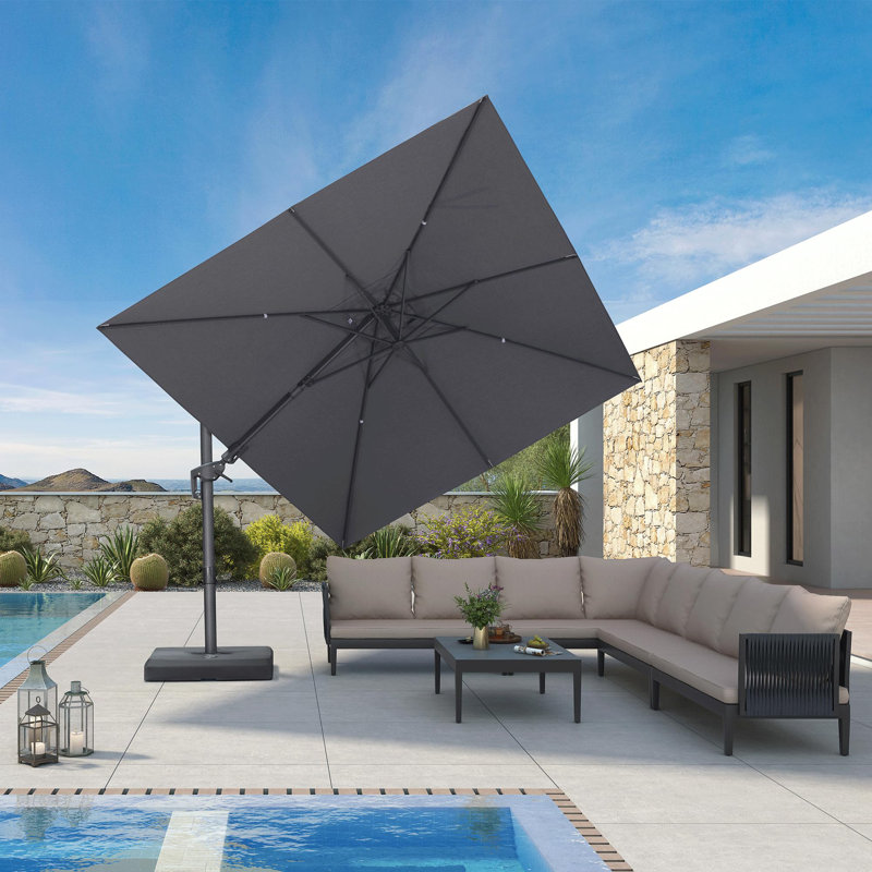 Cantilever Parasol, 264.2cm H x 365.8cm W x 274.3cm D, Graphite Grey
