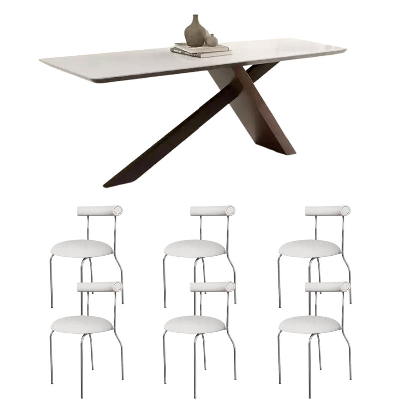 Ensemble de table de salle à manger rectangulaire de style français, H 29,5 po x L 70,9 po x l 31,5 po, Blanc