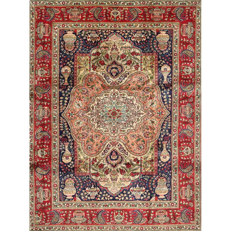 Tapis traditionnel rouge / brun, Rectangle 6 pi x 9 pi