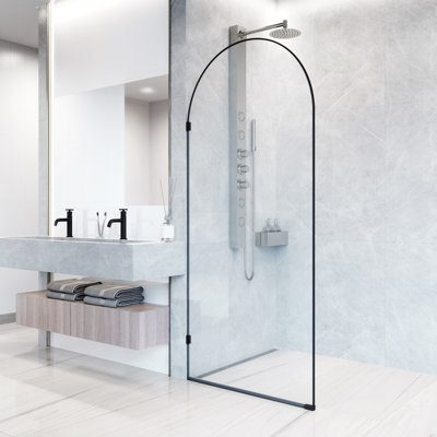Arden 34" W x 78" H Fixed Shower Screen with 3/8" Glass