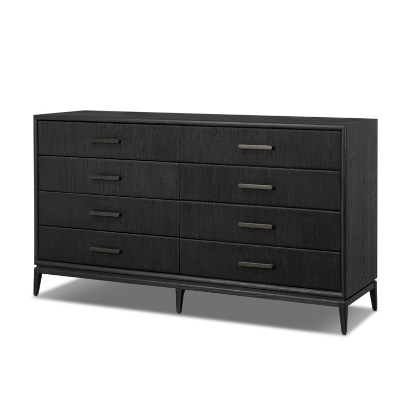 Rosenell 8 Drawer Dresser, Black Oak Veneer