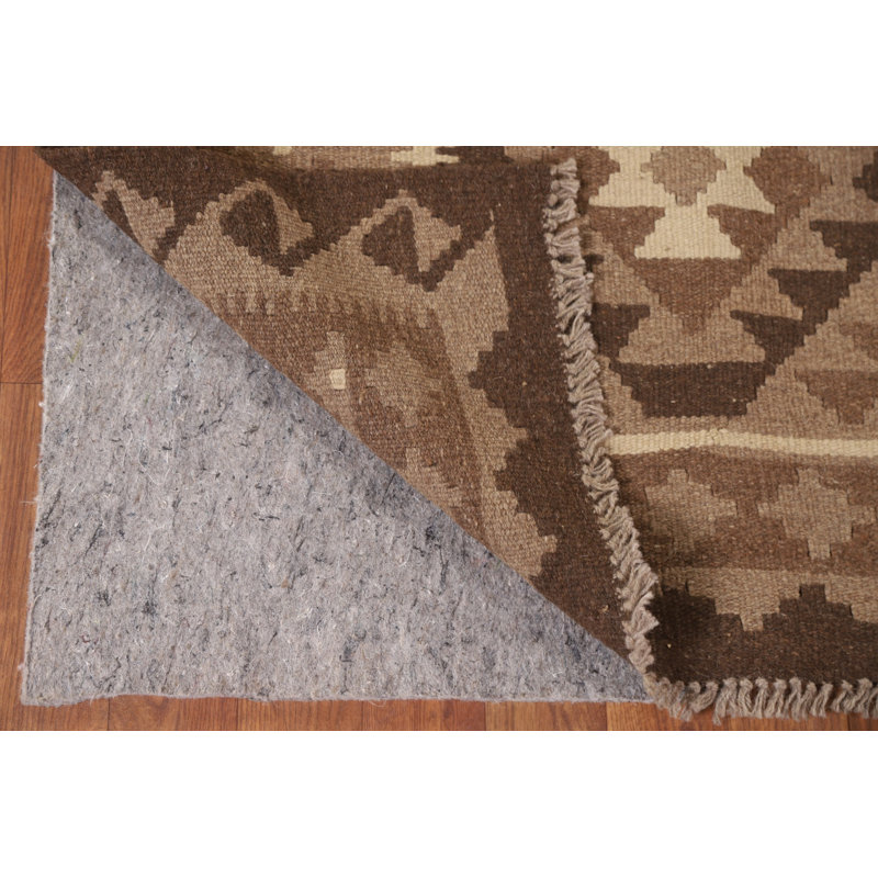 Brown Kilim Reversible Wool Area Rug 5x7