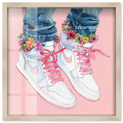 «Blush Floral Bloom Sneakers Shadowbox Print Sneaker» par Art Remedy