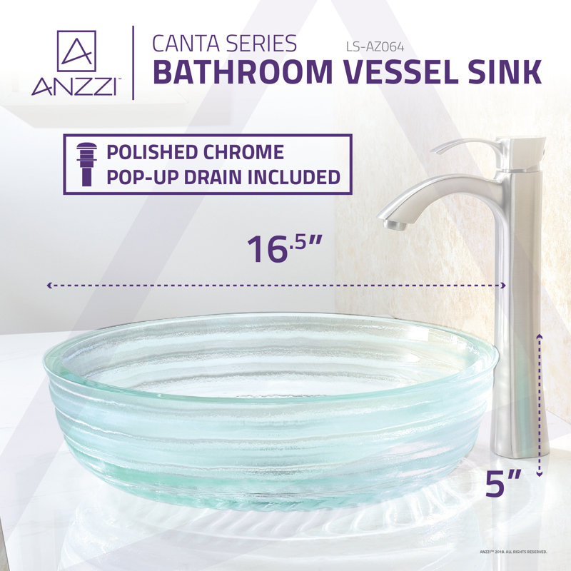 Lustrous Translucent Crystal Glass Circular Vessel Sink