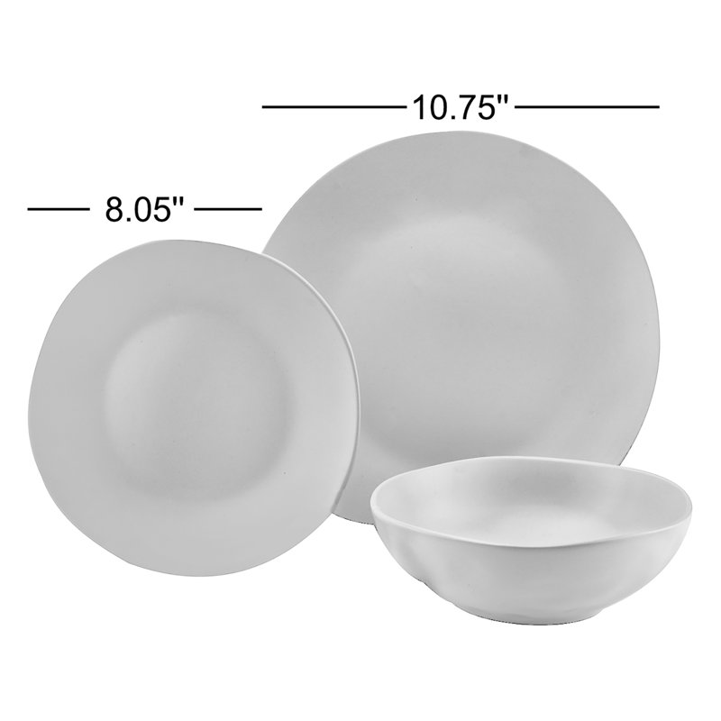 Lysander Stoneware 12 Piece Dinnerware, Service For 4, Black