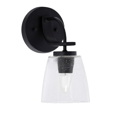 Applique murale Assiah Cavella au fini noir mat avec verre de 4,5 po