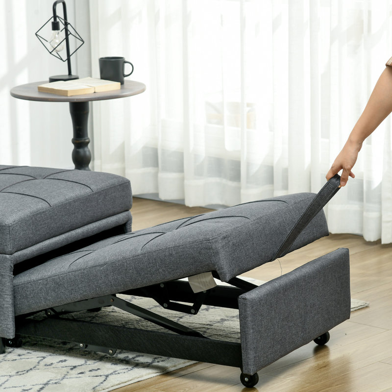 Marmion Single 65.5cm Upholstered Futon Chair, Innerspring/Coil, Grey