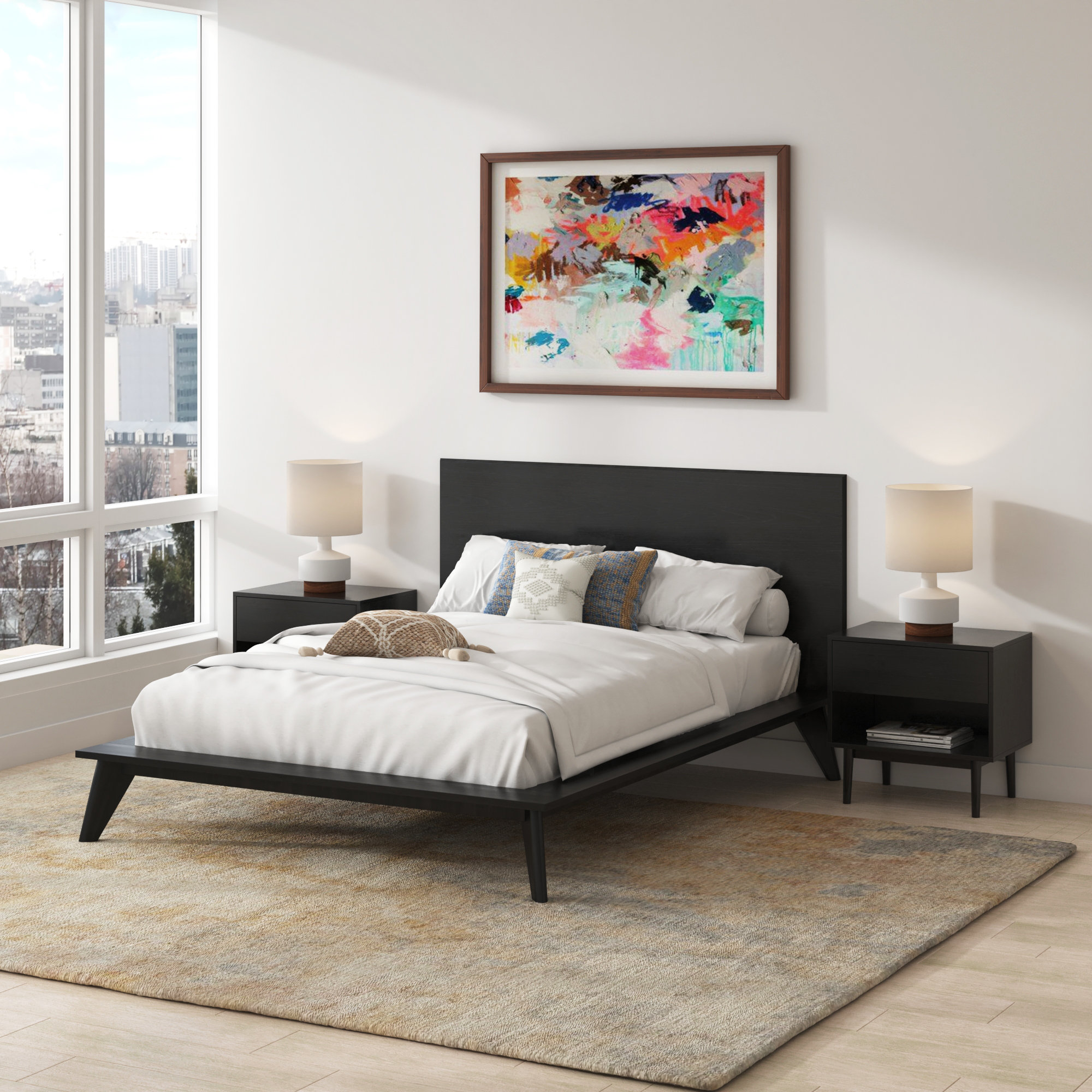 Florian Platform Bed, Black, Queen