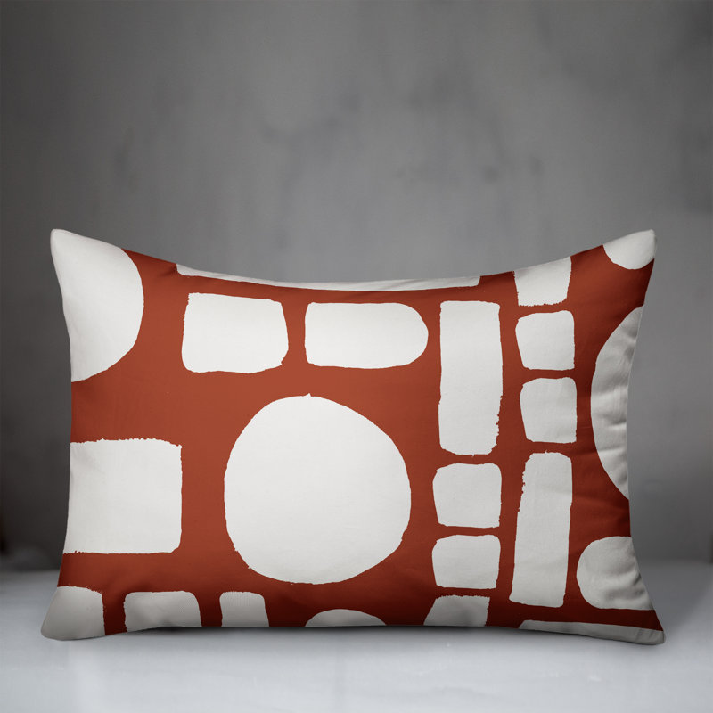 Geometric Outdoor Reversible Throw Pillow, Tera Cotta/White