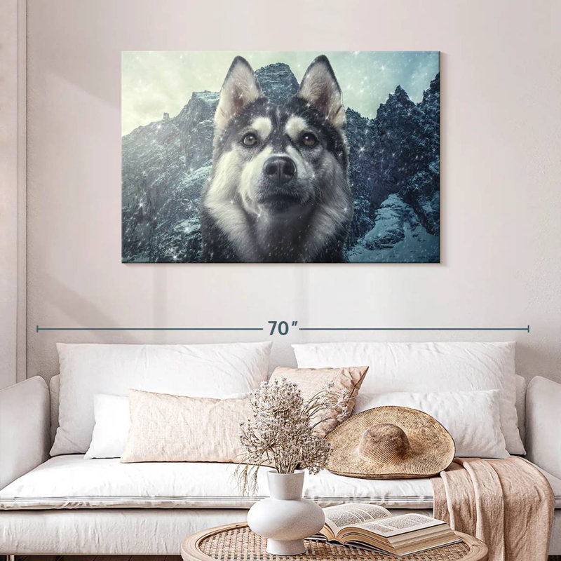 Husky de Sibérie hivernal, H 30 po x l 45 po