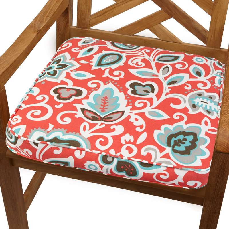 Coussin de chaise de salle à manger d’intérieur/d’extérieur Shivers, Floral bleu marine, l 19 po x P 19 po